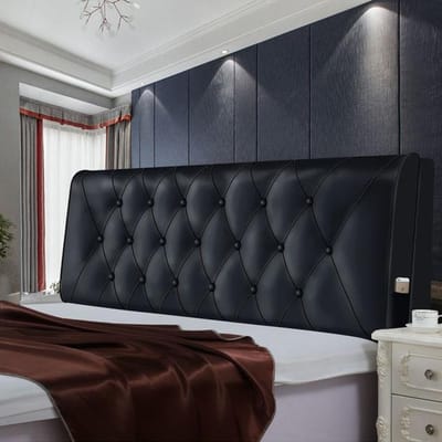 Lederen hoofdeindehoes King Size Aangepaste hoge veerkrachtige vuller Hoofdeindekussen Wasbare stoffen bedhoofdhoes 150x58x10cm