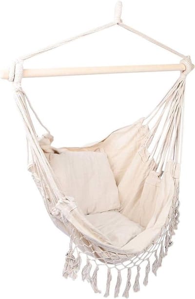 Hangende hangstoel - Draagbare schommel - Ontspannen buiten - Zacht ademend - 100x130 cm - Gestreepte