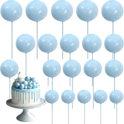 Cake Decoraties Mini Ballonnen - Lichtblauw Foam Bollen - Voor Verjaardag en Bruiloft - 20 Stuks - ShopVlot