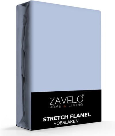 Zavelo Stretch Flanel Hoeslaken Blauw - 1-persoons (90x220 cm) - Heerlijk Warm en Zacht - Perfecte Pasvorm - Hoogwaardige Kwaliteit