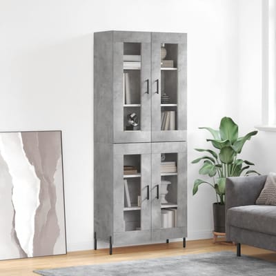 vidaXL - Hoge - kast - 69,5x34x180 - cm - bewerkt - hout - betongrijs