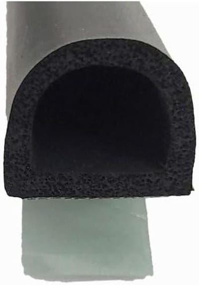 EPDM Mosrubber D-Profiel - Tochtband Zelfklevend - Afdichten en Isoleren - Open Celstructuur - 12mm x 8mm - Zwart