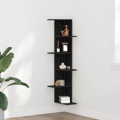 vidaXL - Muur - Hoekplank - Zwart - Eiken - 36.5 - x - 36.5 - x - 140 - cm