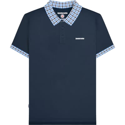 Lambretta Heren Gingham Big & Tall Polo Shirt (Marineblauw)