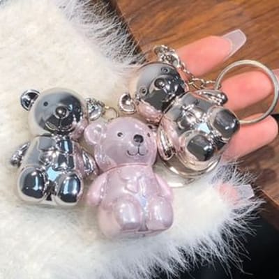 Art Value - Metallic Bear Keychain Velvet Lip Mud - 6 Colors 02# Almond Brown - 1.6g