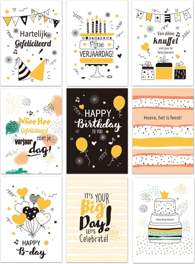 Nolad® 72x Verjaardagskaart - Felicitatiekaarten - Wenskaarten
