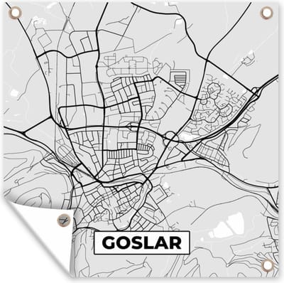 Tuin poster Plattegrond - Duitsland - Goslar - Kaart - Stadskaart - 200x200 cm - Tuindoek