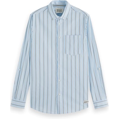 Scotch & Soda Regular Fit Dobby Stripe Shirt Spring Blue Pinstripe Taglia: S | Camicie Business Outlet | Uomo | Blu