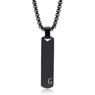 Bovista Ketting - Heren - Staal - Nep zilver - Met Hanger - Zwart - G