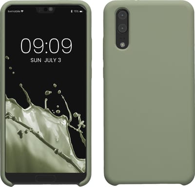 kwmobile telefoonhoesje geschikt voor Huawei P20 - Hoesje met siliconen coating - Smartphone case in grijsgroen
