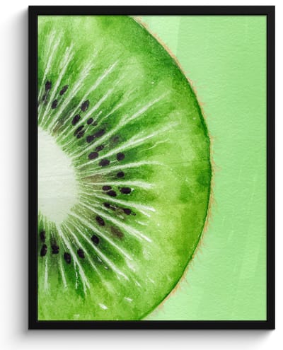 Poster in lijst - Fotolijst 50x70 cm - Posters - Kiwi - Groen - Fris - Posterlijst zwart - Decoratie - Wanddecoratie woonkamer - Muurdecoratie slaapkamer