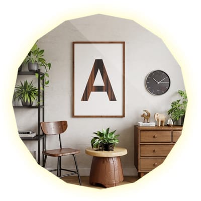 Tulup LED Spiegel - Unieke Vorm Spiegel LED - 50 cm x 50 cm - Spiegel Badkamer Hoekige Vorm met Verlichting - Design Spiegel Geometrisch LED - LED-spiegel voor Woonkamer - Neutraal Wit 4000K