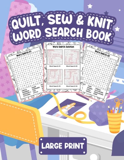 Grote Woordzoekers Puzzelboek voor Volwassenen met Naai-, Brei- en Quilttermen