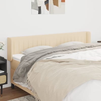 vidaXL - Hoofdbord - met - randen - 163x16x78/88 - cm - stof - crèmekleurig