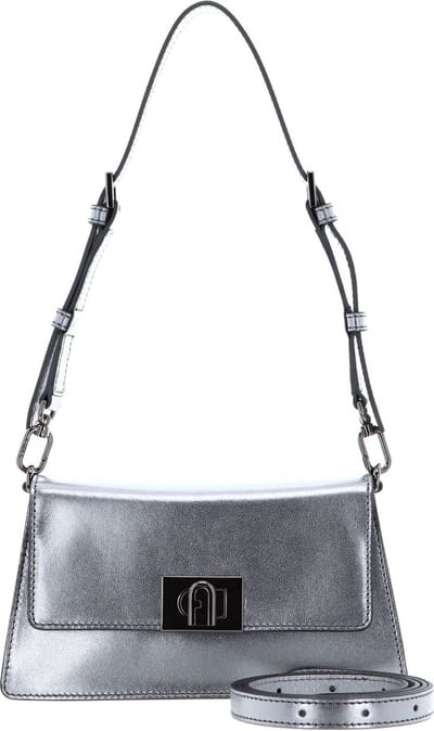 FURLA Leren Schoudertas Avondtas Zoe Mini Shoulder Bag Color Silver Zilverkleurig