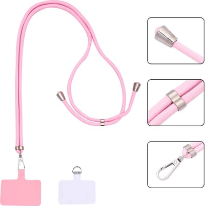 Casemania Universele Telefoonkoord - Bright Pink - Verstelbare Telefoonketting - Crossbody Draagkoord Koord voor Telefoon - Lanyard Cord - Roze