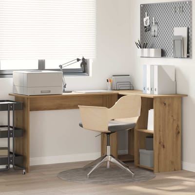 vidaXL - Bureau - Artisan - Eiken - 142 - x - 102 - x - 73 - cm - Bewerkt - hout