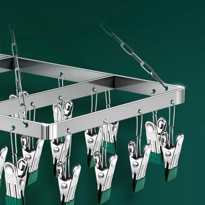 JGS Premium - Ronde sokkendroger roestvrij staal winddicht droogrek voor wasrek - ondergoedhanger - kleerhanger - handdoekdroger - 26 wasknijpers - groen