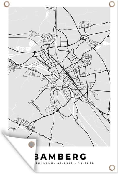 Muurdecoratie Kaart - Bamberg - Duitsland - Plattegrond - Stadskaart - 120x180 cm - Tuinposter - Tuindoek