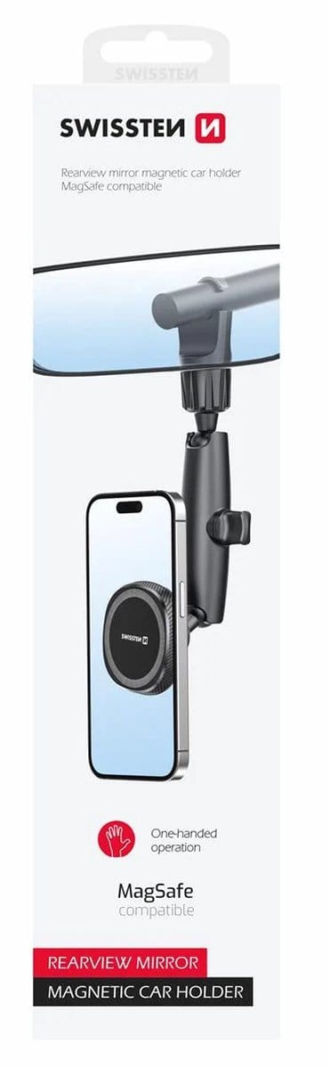Swissten Rearview Mirror Magnetic Car Holder – Black