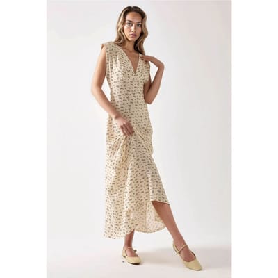 Floral V-hals Midi Jurk