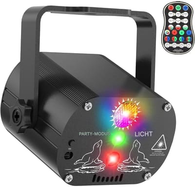 EXCITAT Podiumverlichting - Disco-licht met lichteffect - met stroboscoop en afstandsbediening - Groothoek discobal met muziekbediening - USB-feestverlichting - Geweldig voor festivals, feesten en meer - Zwart