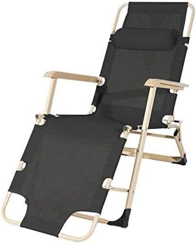 Opvouwbare Loungestoel - Verstelbare Fauteuil - Buiten Ontspannen - Met Hoofdsteun - Ondersteunt 150 kg - Zwart