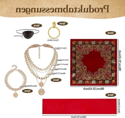 Piratenkostuum voor dames met vintage kapitein-accessoires zoals hoofddoek, riem en oogklep voor carnaval, Halloween en cosplay feestjes