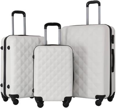 3-Delige Harde Kofferset – ABS – 360° Wielen – Dubbele wielen -Wit