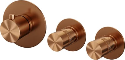 Brauer Copper Edition inbouwthermostaat en 2 stopkranen met in- en afbouwdelen koper geborsteld PVD