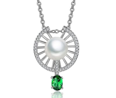 N3 Collecties Witte ronde parel AAA Zirkoon 925 sterling zilveren hanger ketting