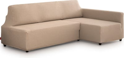 Belmarti® Bankhoes Bali Chaise Longue Rechts 195-220cm breed - Linnen - geschikt voor banken zonder armleuningen - multi-elastische kwaliteit met uitzonderlijk aanpassingsvermogen