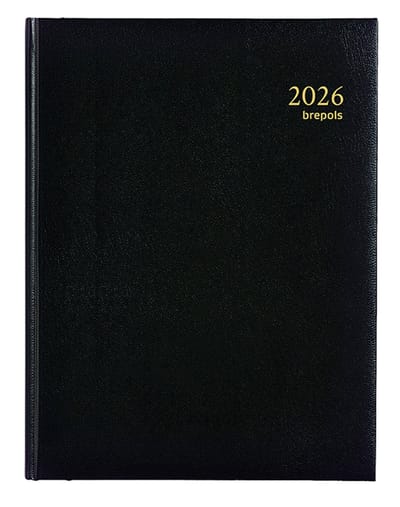 Brepols bureau agenda 2026 - AMBASSADOR [0.116] - LIMA - Bureau agenda - 1 dag op 1 pagina - Dagoverzicht - Zwart - 17 x 22 cm