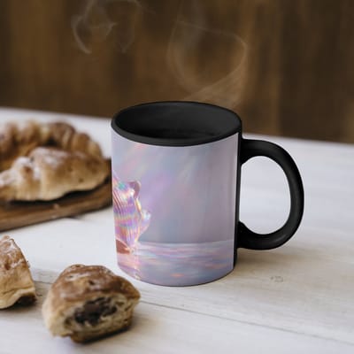 Magische Mok - Foto op Warmte Mokken - Koffiemok - Schelp - Glanzend - Regenboogtinten - Magic Mok - Beker - 350 ML - Theemok