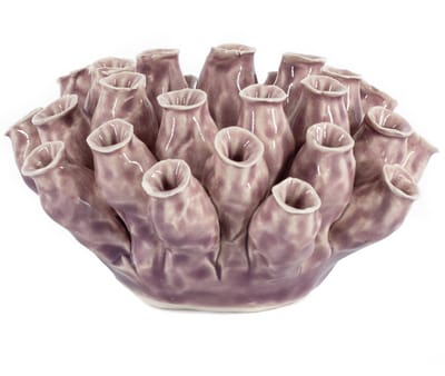 Waxinehouder keramiek papaver lila