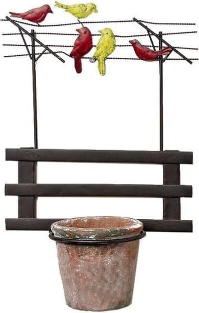 Muurhanger met rode en gele vogels