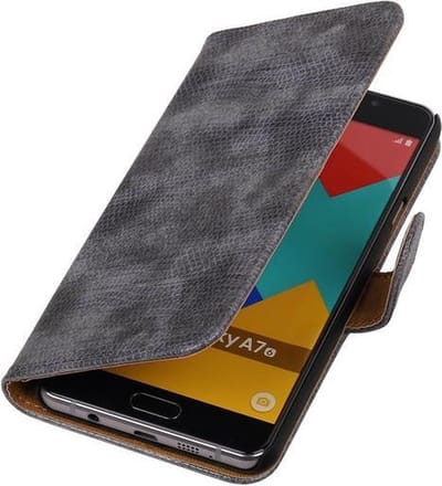 Grijs Mini Slang Booktype Samsung Galaxy A7 2016 Wallet Cover Hoesje