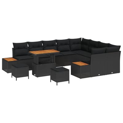 vidaXL - Tuinbank - Set - 12 - st - 11-Aantal - zitplaatsen - Zwart