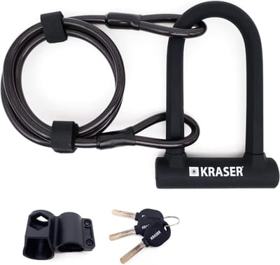 Thijox - U-slot Fietsslot met Hoge Beveiliging + Flexibele Stalen Kabel 120cm + Montagebeugel - Aanvalbestendig Beugelslot voor Fiets en E-Bike