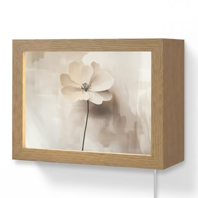 Wandlamp 20x15 cm - Oplaadbaar - Bloem - Beige - Verf - Schaduw - Wandlampen binnen woonkamer - Slaapkamer lamp met kabel - Decoratieve nachtlamp - Vloerlamp snoer