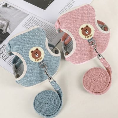 EXCITAT Konijnenriem - 2-pack - Zachte riem met verstelbare lengte van 120 cm - Accessoire en harnas geschikt voor konijnen, katten, kleine honden en andere kleine huisdieren - Blauw en roze