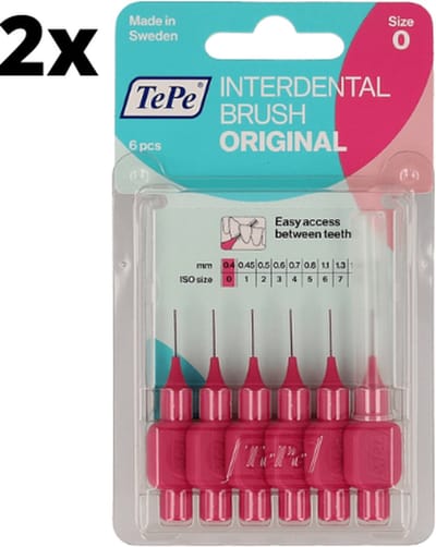 TePe Ragers Roze 0,4mm - 2 x 6 stuks - Voordeelverpakking