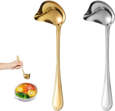 Set van 2 RVS Sauslepels - Goud en Zilver - 22 cm - Ergonomische Handgreep - Glanzend Design voor Koken en Serveren