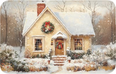 Badmat 80x50 cm - Antislip - Kerst - Huis - Winter - Sneeuw - Badmatten voor badkamer - Badkamermat - Douchemat - Badkamer mat