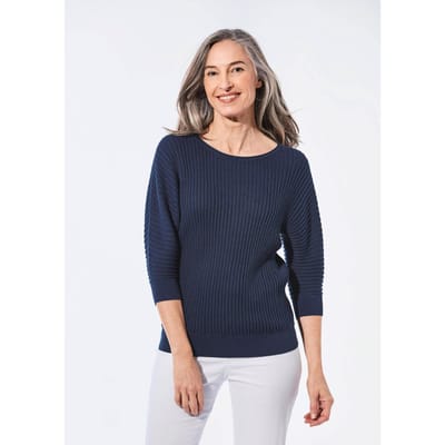 Pullover met vleermuismouwen - marine - Gr. 36/38 van Goldner Fashion