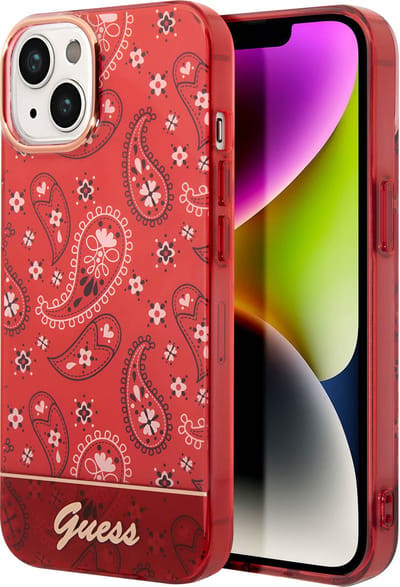 Guess Telefoonhoesje voor geschikt voor Apple iPhone 14 Plus - Back Cover, Kleur: Rood, TPU-materiaal, Bescherming van Telefoon.