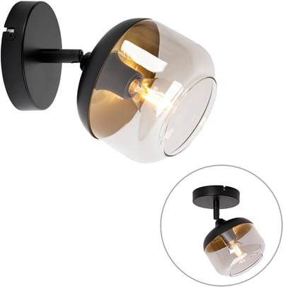 QAZQA kyan - Design Wand en Plafondspot | Spotje | Opbouwspot - 1 lichts - L 14 cm - Zwart Goud - Woonkamer | Slaapkamer | Keuken