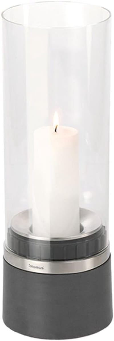 Groot windlicht - Lantaarn met voet - Avondtafel verlichten - Stijlvol design - 33 cm hoog - Mat roestvrij staal