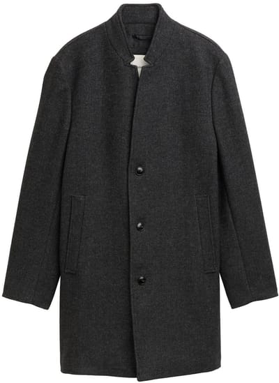Tom Tailor Denim - Wollen jas met opstaande kraag - Maat S - grey big herringbone optic