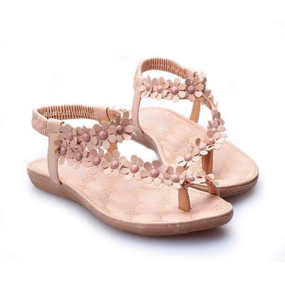 Mode Boheemse Sandalen Dames Schoenen Zomer Bloem Platte Schoenen Luxe Sandalen Dames Ontwerpers Buitensporten Strandschoenen 41 beige